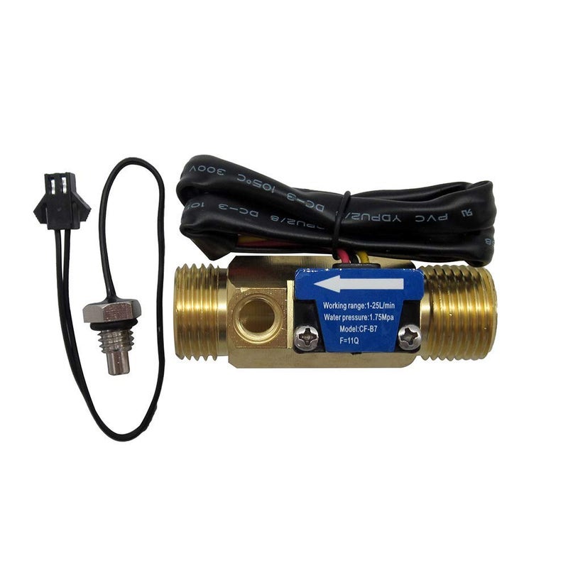 DIGITEN CF-B7ZJ SENSTREE G1/2 inch Male Thread Brass Water Flow Sensor, Hall Effect Sensor Switch Flow Meter Flowmeter Counter with Temperature Sensor 1-25L/min - Image 3